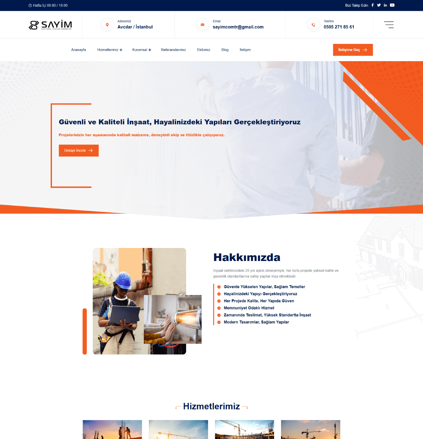 İnşaat Temalı Kurumsal Yazılım - Ajansfy.com