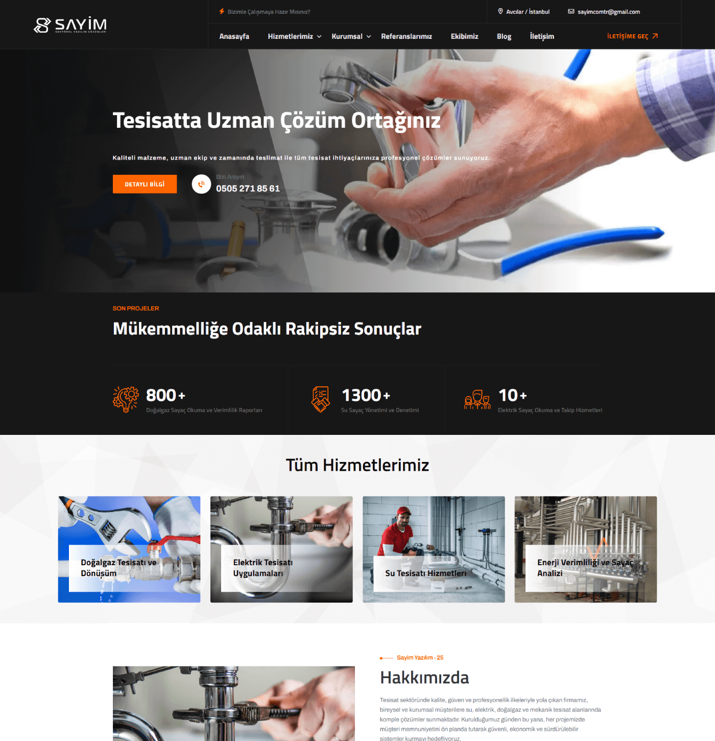 Tesisat Temalı Kurumsal Web Site Yazılımı | Ajansfy.com